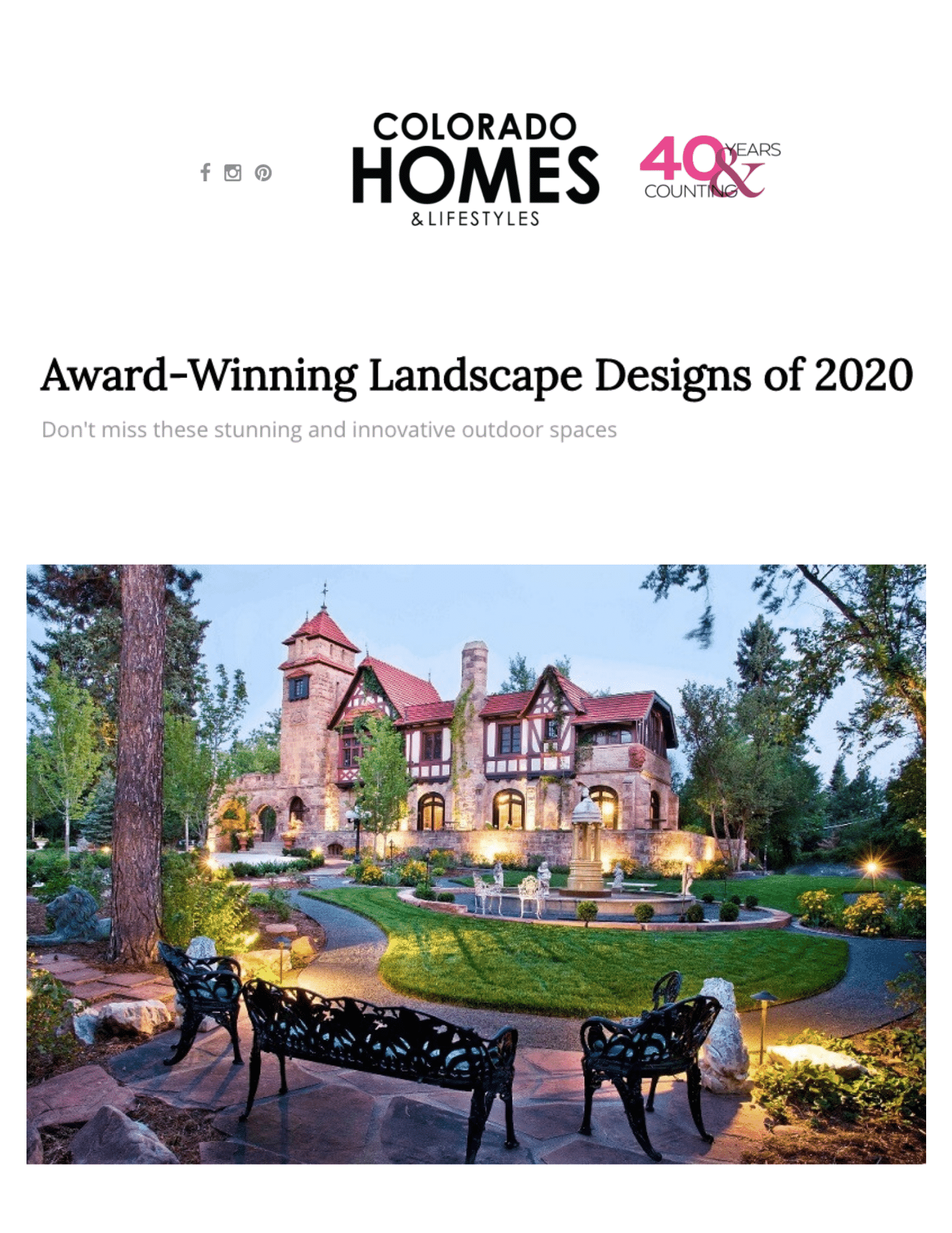 Lifescape Featured In Colorado Homes & Lifestyles | Lifescape Colorado