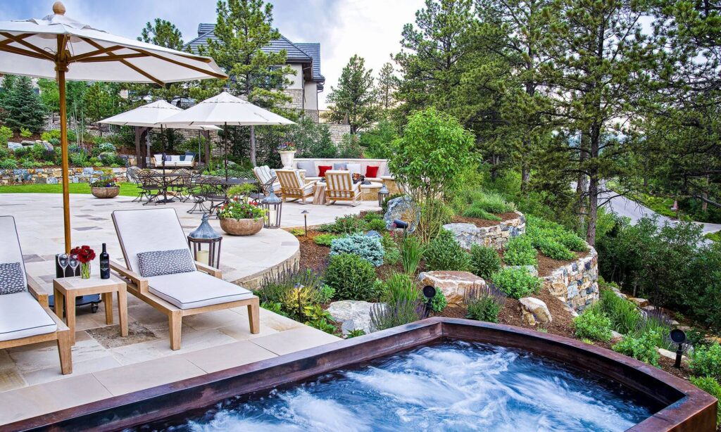 unique landscaping in the pines