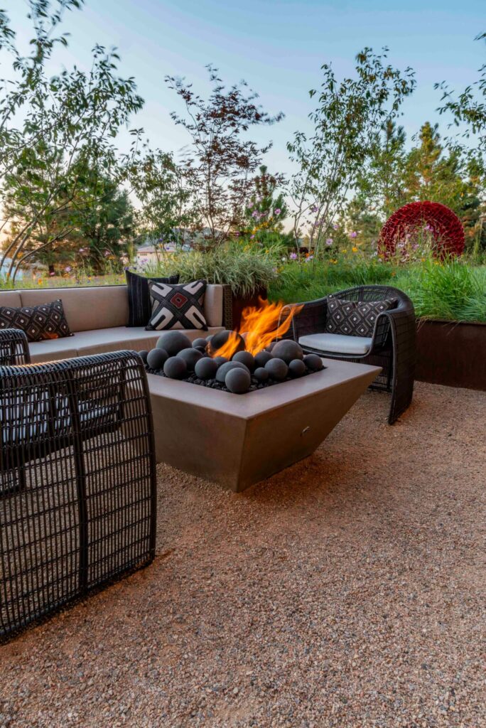 architectural clean line landscape design south denver home