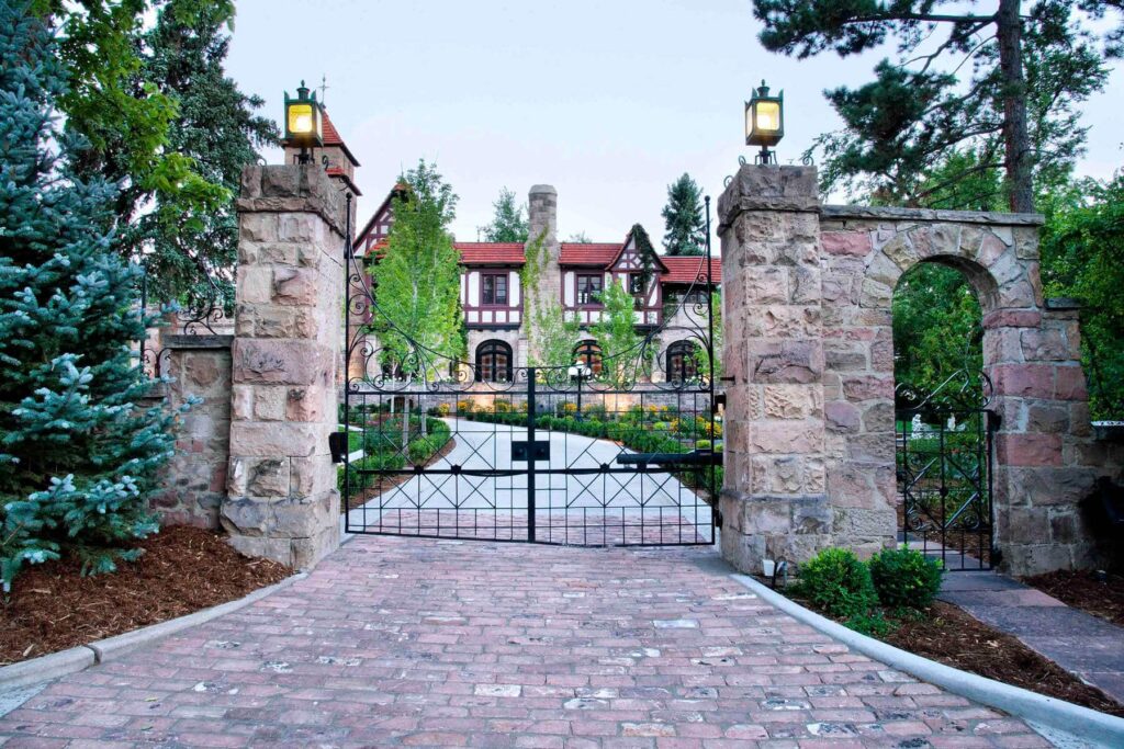 castle style estate hardscape design ideas