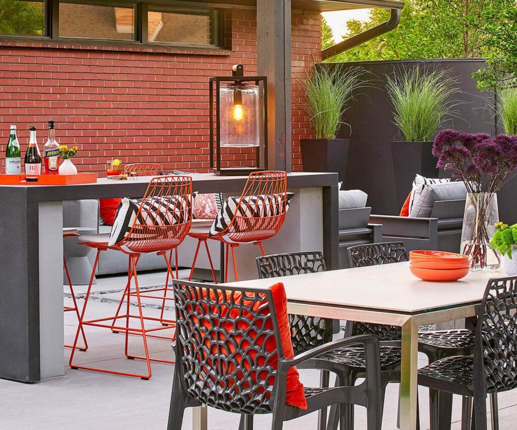 custom built outdoor bar kitchen mid mod patio design