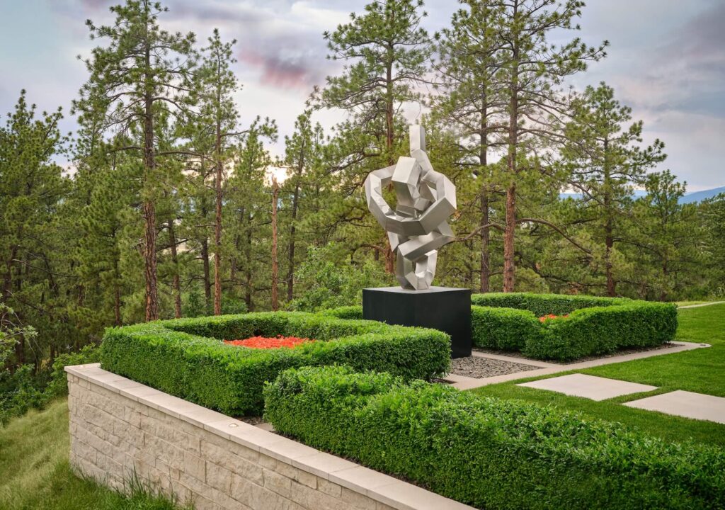 custom built outdoor fireplace stone installation