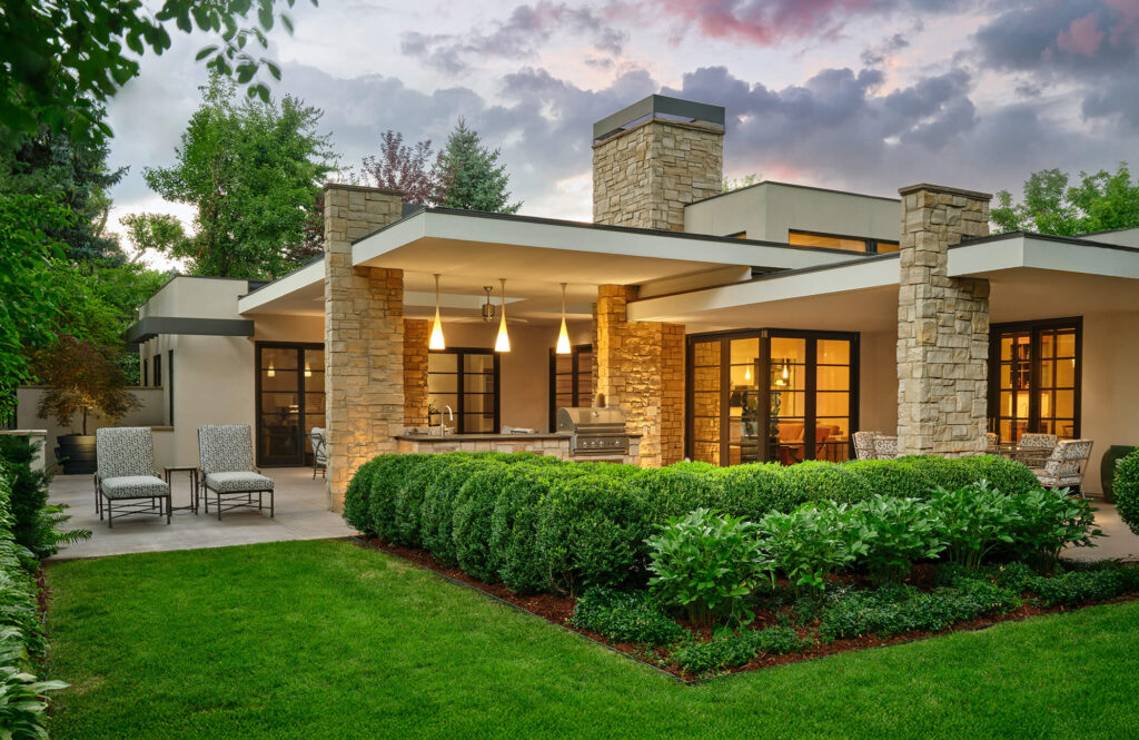 custom built water fountain feature formal landscape entryway