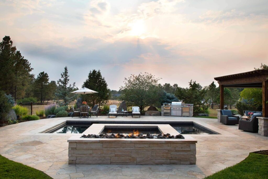 custom concrete coping and pool surround hardscaping