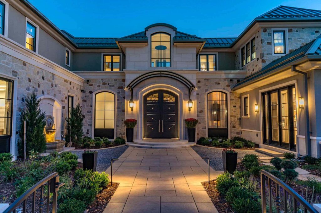 elevated design custom built stone masonry retaining wall