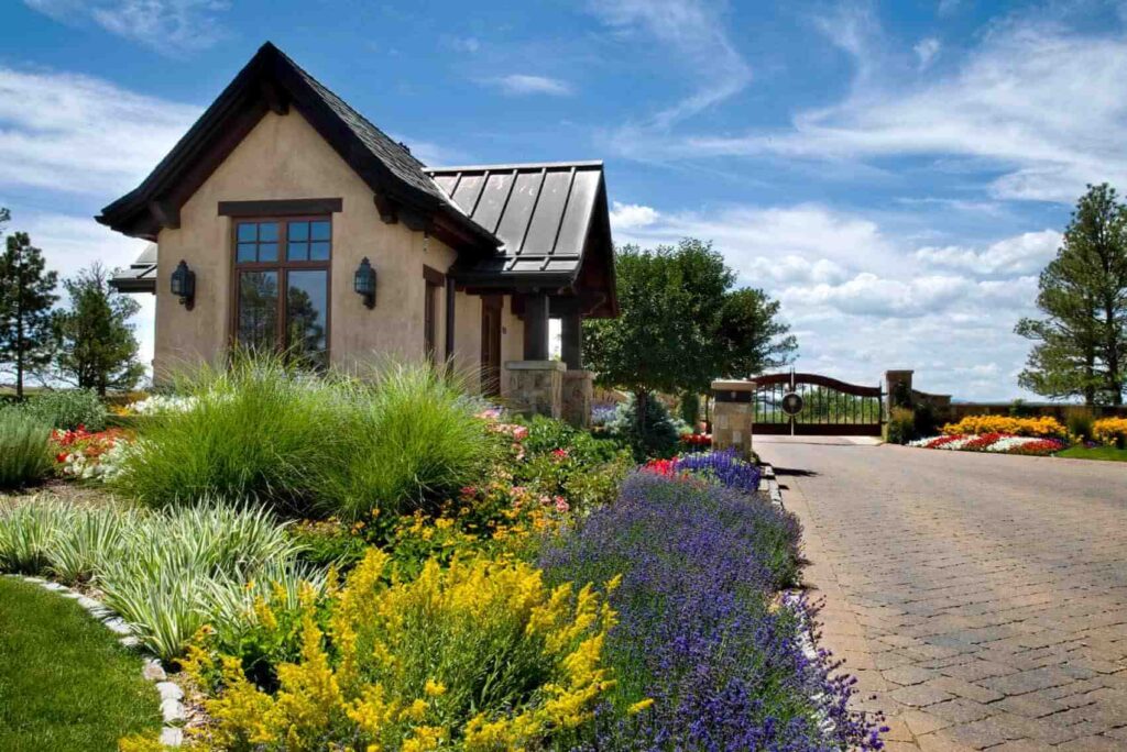 formal symmetrical planting design commercial clubhouse