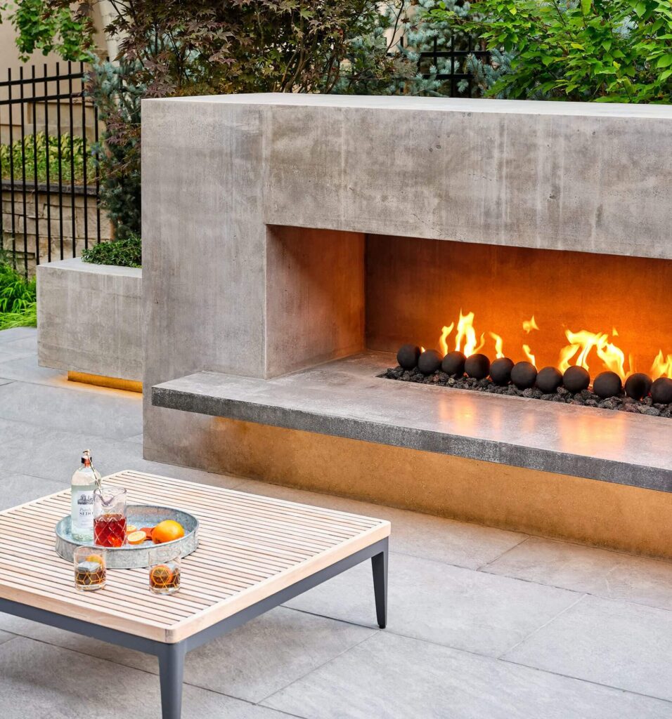 luxury accent lighting small space seating area dusk view