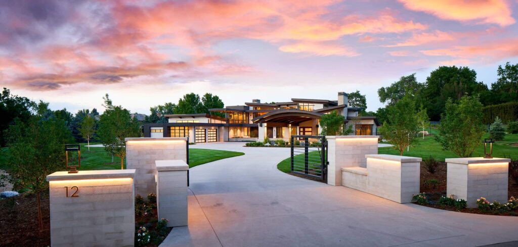 luxury estate landscape architecture full property view