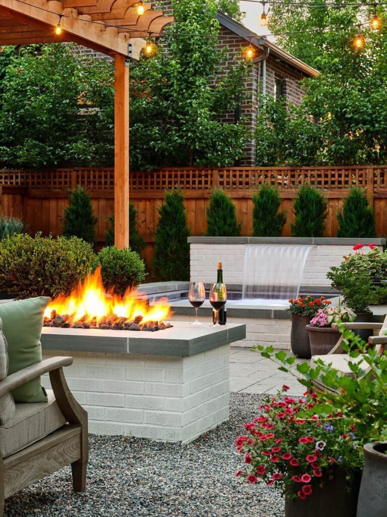luxury urban landscape design fire lounge area construction