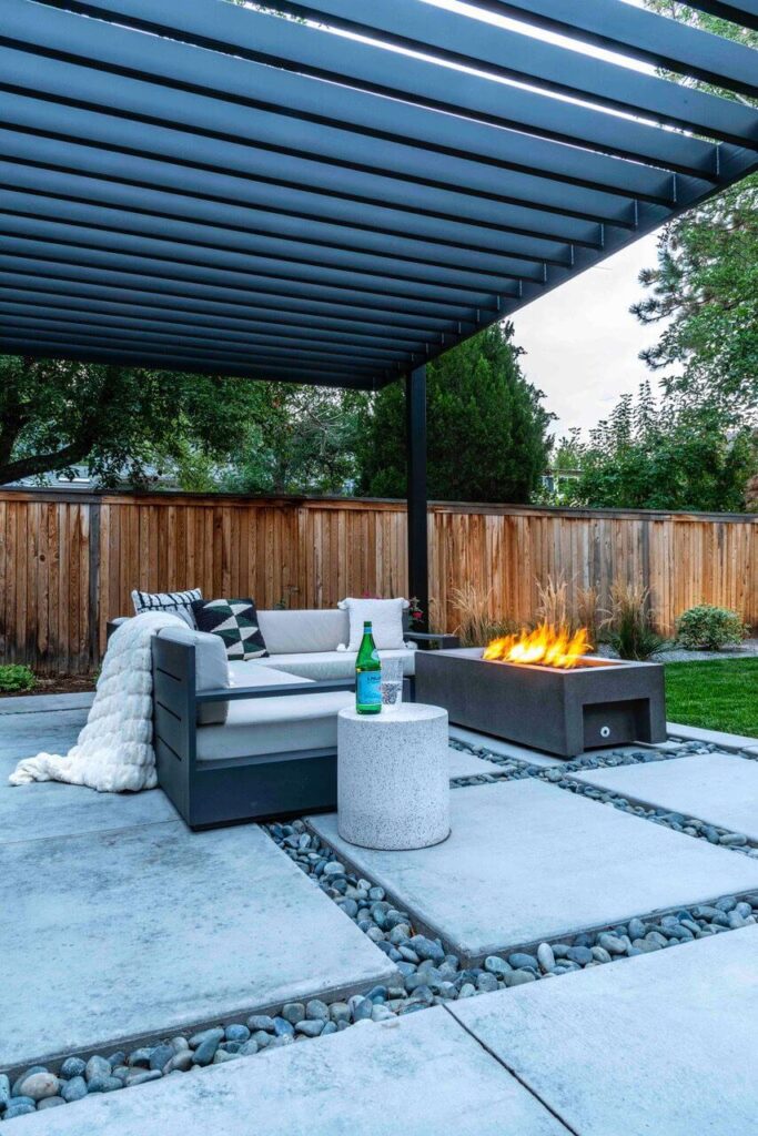 modern fire pit lounge area defined zen patio