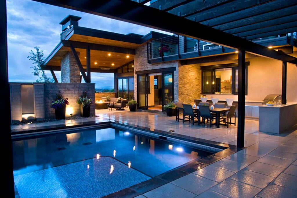 modern pool landscaping ideas native plant border