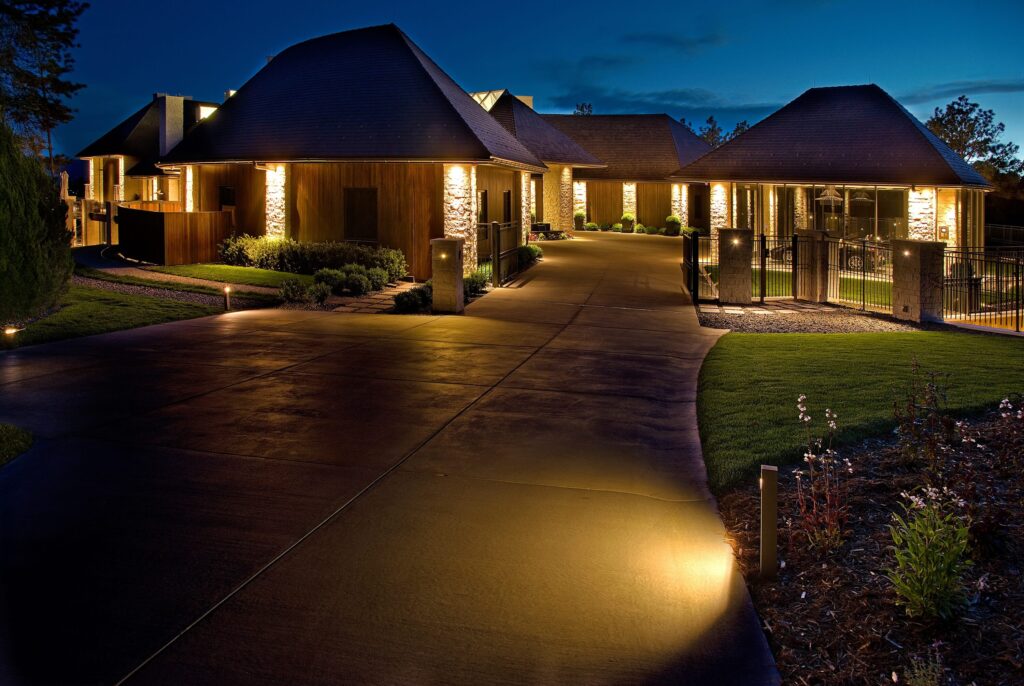 mountain home exterior uplighting contractor