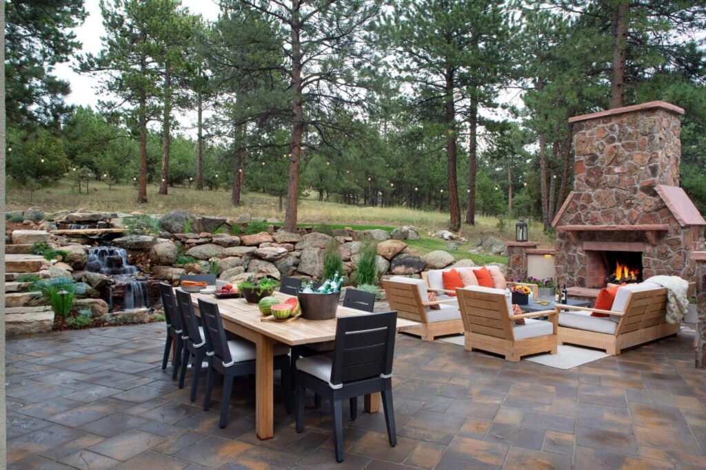 natural rock waterfall installation mountain landscape