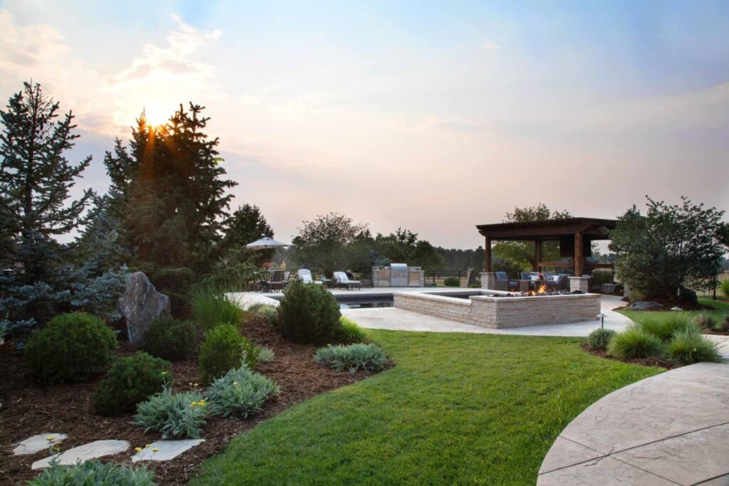 poolside lounge area deck chairs outdoor living space