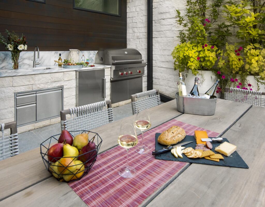 private outdoor dining area exquisite stone paver patio