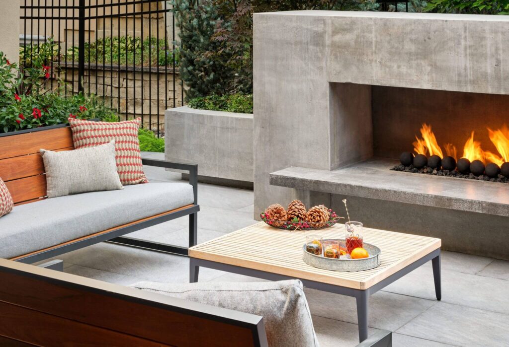 small yard hardscaping concrete paver patio construction