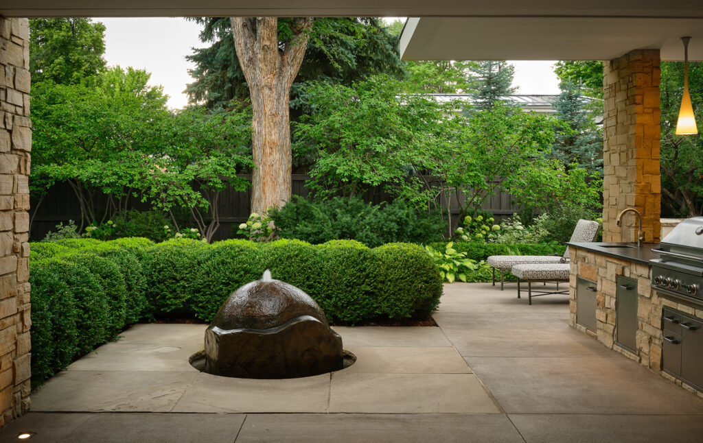 stone masonry retaining wall formal garden terracing