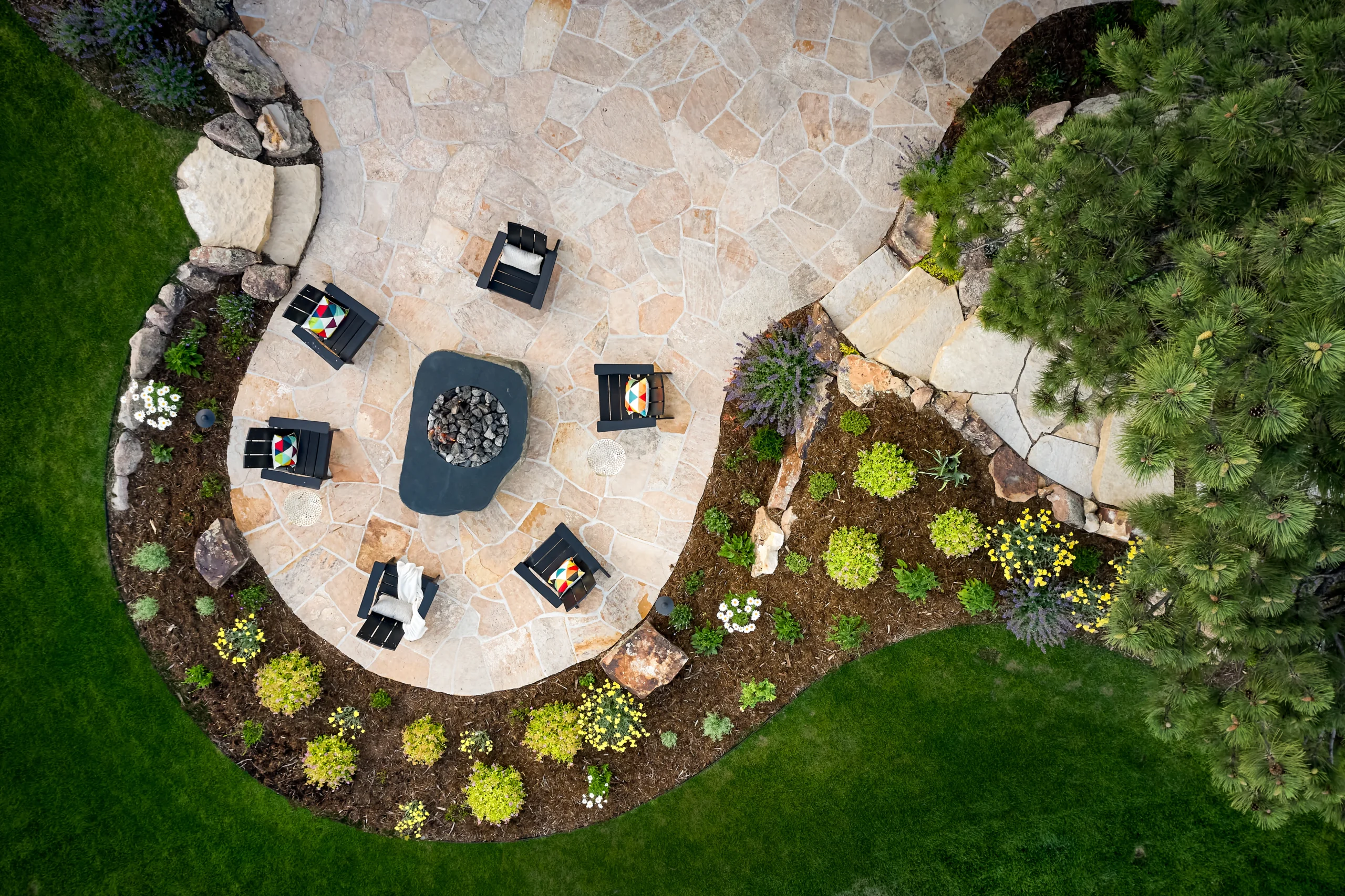 Aerial view of Xeriscaping